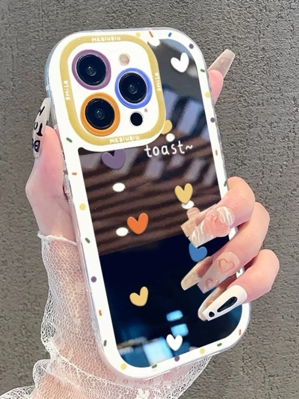 cute iphone 15 pro max case with mirror on the back